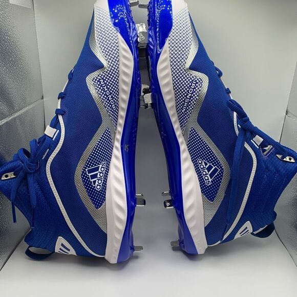 Adidas Icon 6 Bounce Mid Mens Metal Baseball Cleats Blue White FV9357 NEW Sz 17 - Picture 7 of 9